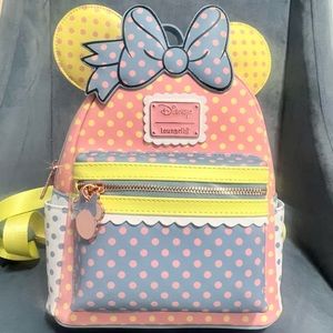 LOUNGEFLY DISNEY PARKS MINNIE MOUSE PASTEL POP ART MINI BACKPACK